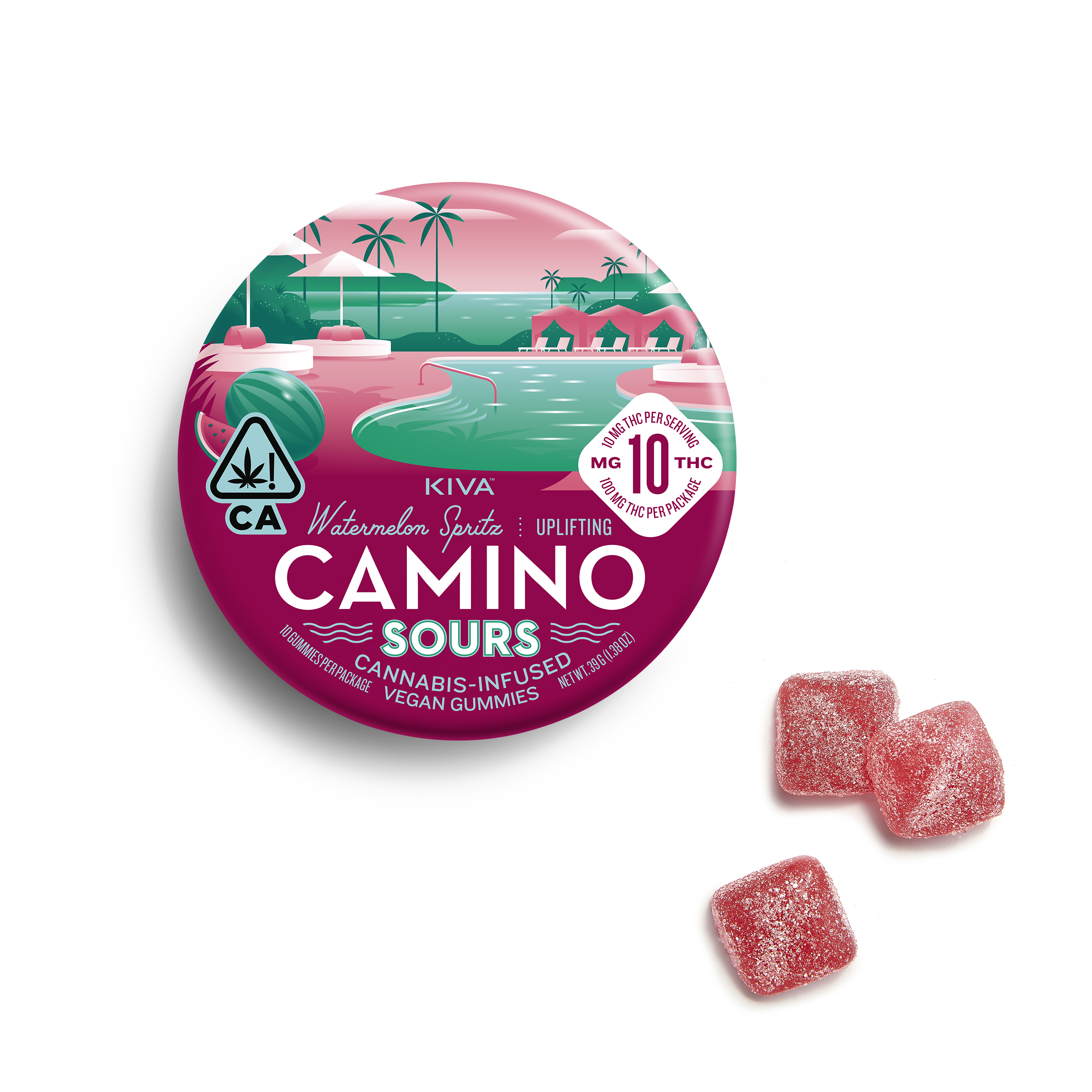 A photograph of Camino Sours Watermelon Spritz (100mg/10ct)