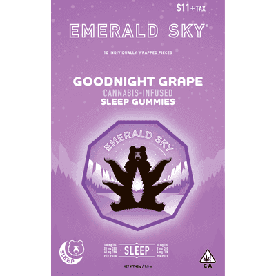 Emerald Sky Gummies 10ct 100mg Indica Goodnight Grape Sleep