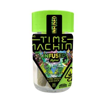 A photograph of Time Machine Infused Preroll 5pk Raspberry Cough