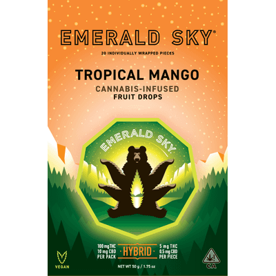 Emerald Sky Hard Fruit Drops 20ct 100mg Hybrid Tropical Mango