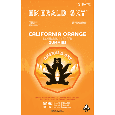 Emerald Sky Gummies 10ct 100mg Sativa California Orange