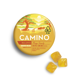 A photograph of Camino Gummies Mango Serenity CBD 1:1