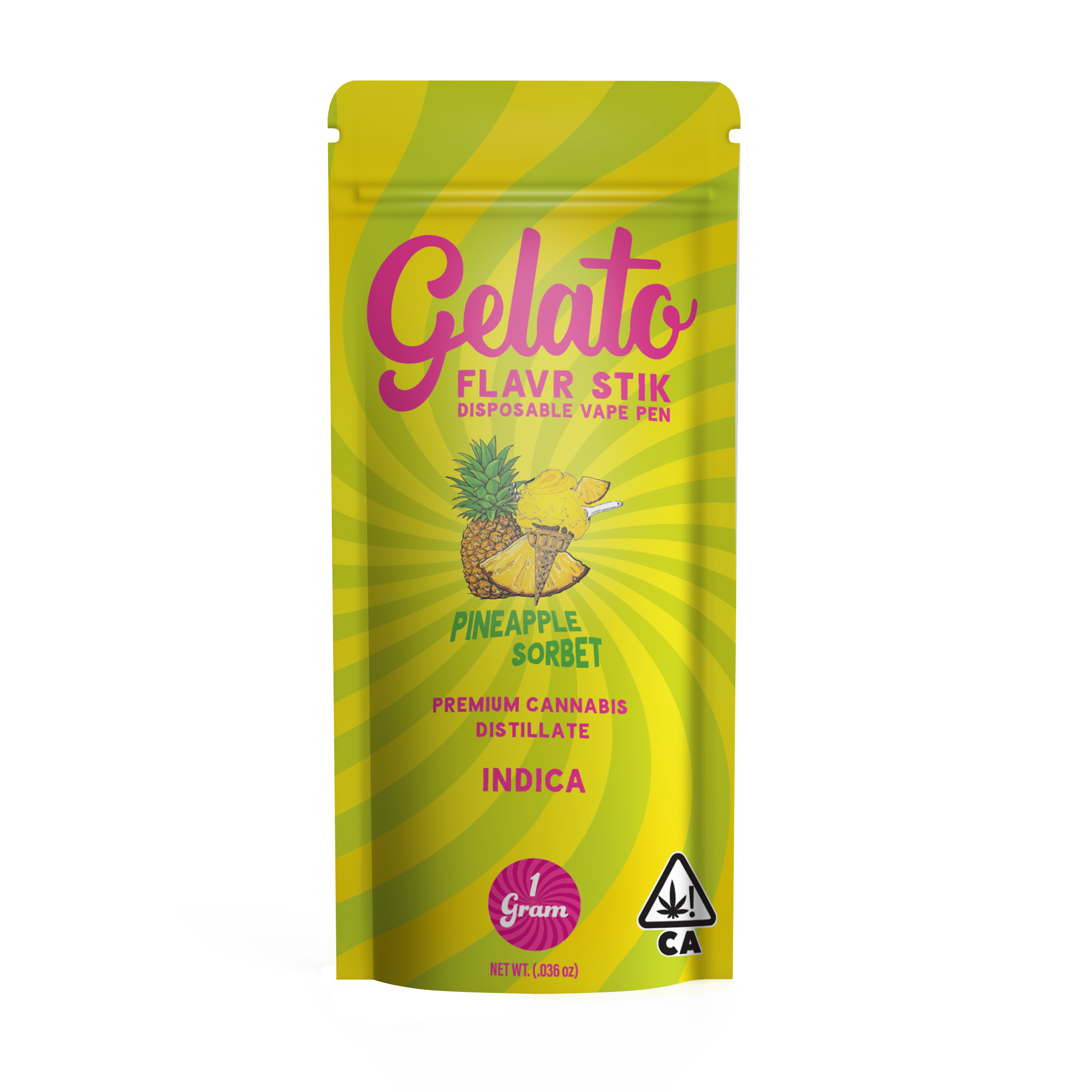 A photograph of Gelato Flavors All-In-One 1g Indica Pineapple Sorbet