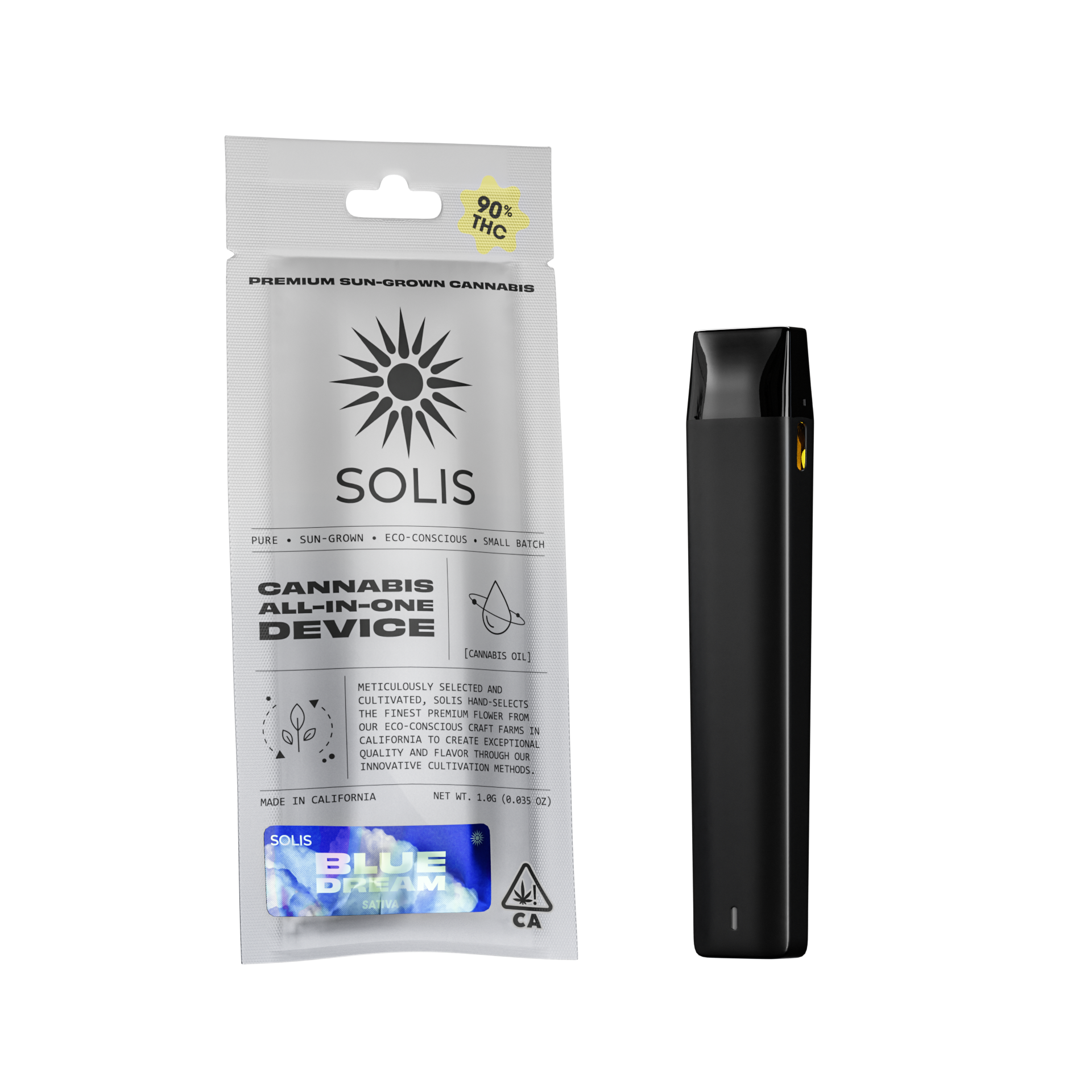 A photograph of Solis All-In-One Vape 1g Sativa Blue Dream