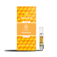 A photograph of Timeless Cartridge Energy 1g Sativa Chemistree