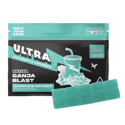 Ultra Live Rosin and Live Resin Gummy Bar 100mg Sativa Ganja Blast