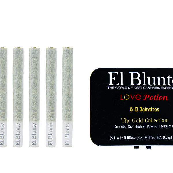 A photograph of El Blunto Jointito .5g Indica Love Potion 6pk 3g