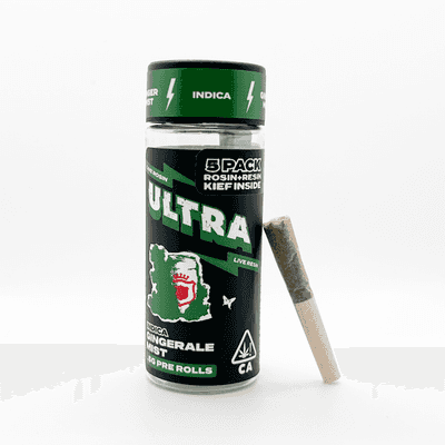 Ultra Live Rosin and Live Resin Preroll 5pk .5g Indica Gingerale Mist
