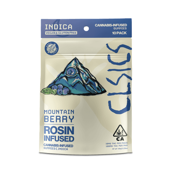 A photograph of CLSICS Live Rosin Gummies Indica Mountain Berry