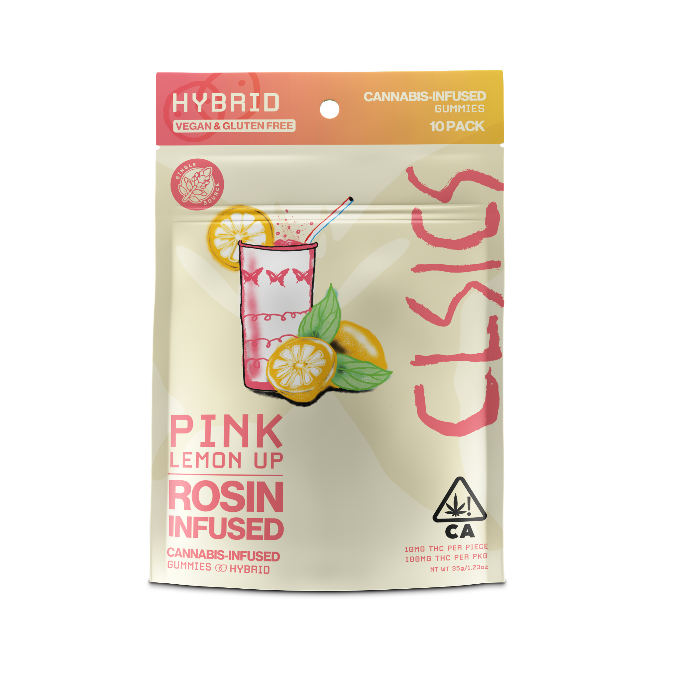 A photograph of CLSICS Live Rosin Gummies Hybrid Pink Lemon Up