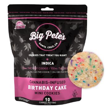 A photograph of Big Pete's Birthday Cake 10pk Indica 100mg