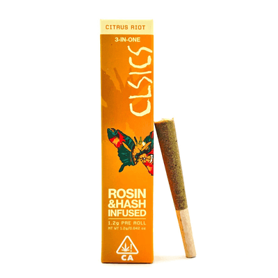 CLSICS Trifecta 1.2g Rosin Hash Preroll Sativa Citrus Riot