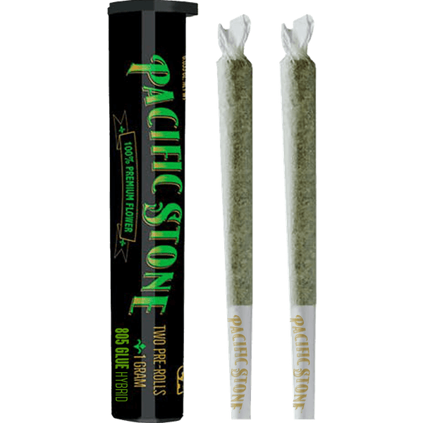 A photograph of Pacific Stone Preroll 0.5g Hybrid 805 Glue 2-Pack 1.0g