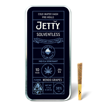 A photograph of Jetty Solventless Preroll Mendo Grapes 10pk