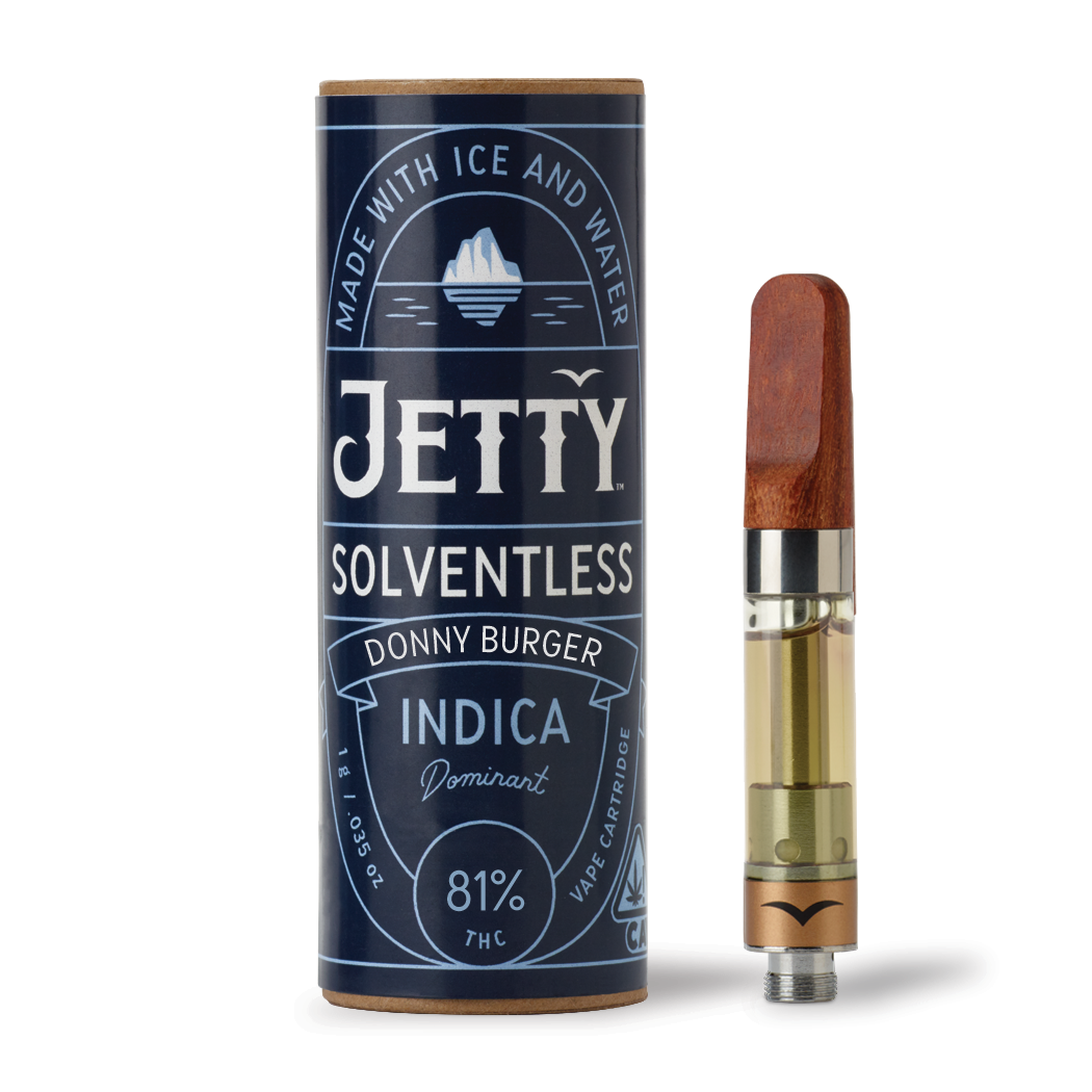 A photograph of Jetty Cartridge 1g Solventless Donny Burger