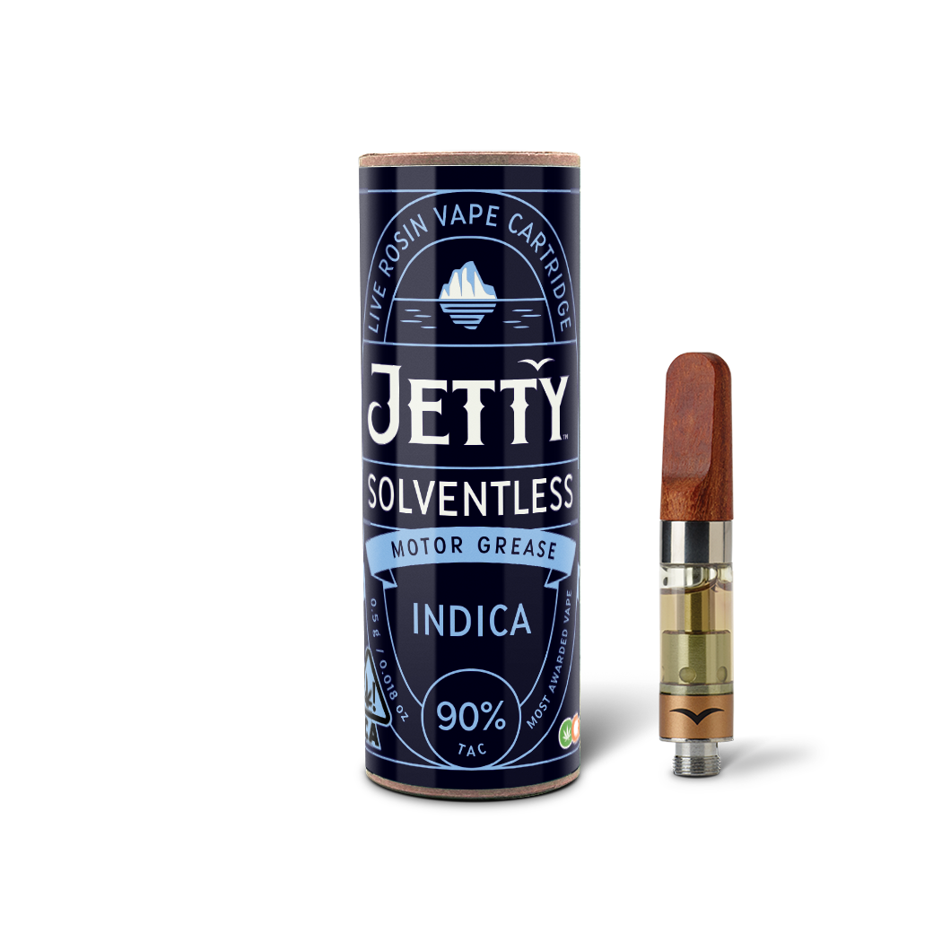A photograph of Jetty Cartridge OCAL .5g Solventless Motor Grease
