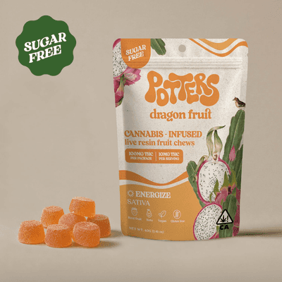 Potters Fruit Chew Sativa Dragon Fruit 10pk 100mg THC
