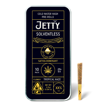 A photograph of Jetty Solventless Preroll Tropical Haze 10pk