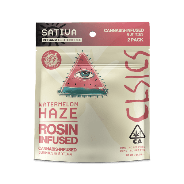 A photograph of CLSICS Live Rosin Gummies Sativa Watermelon Haze 2-Piece