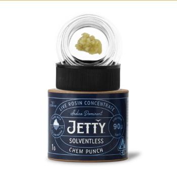 A photograph of Jetty Live Rosin 1g Solventless Chem Punch