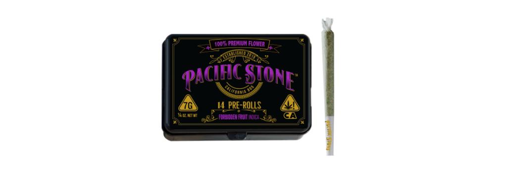 A photograph of Pacific Stone Preroll 0.5g Indica Forbidden Fruit 14-Pack 7.0g