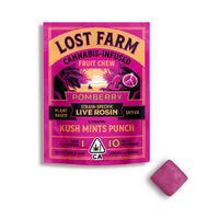 A photograph of Trial Packs Lost Farm Chews Pomberry Kush Mints Punch Rosin