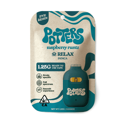 Potters Live Resin All-In-One 1.25g Indica Raspberry Runtz