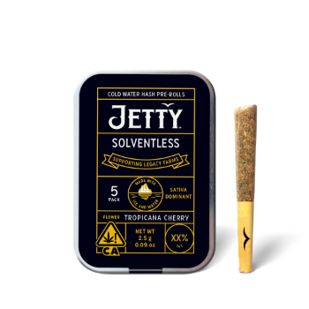 A photograph of Jetty Solventless Preroll Tropicana Cherry 5pk
