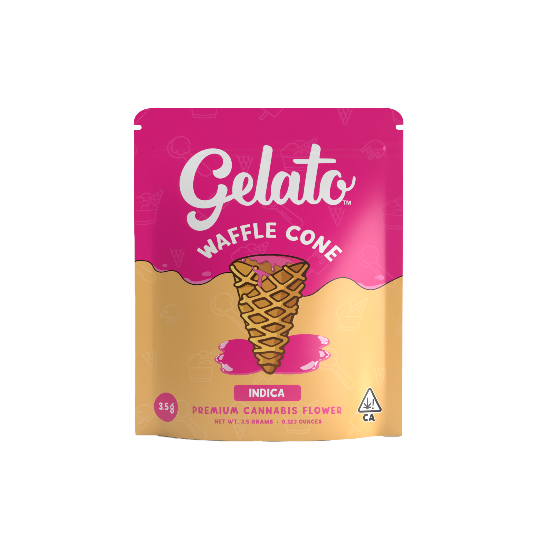 A photograph of Gelato Flower 3.5g Indica Waffle Cone