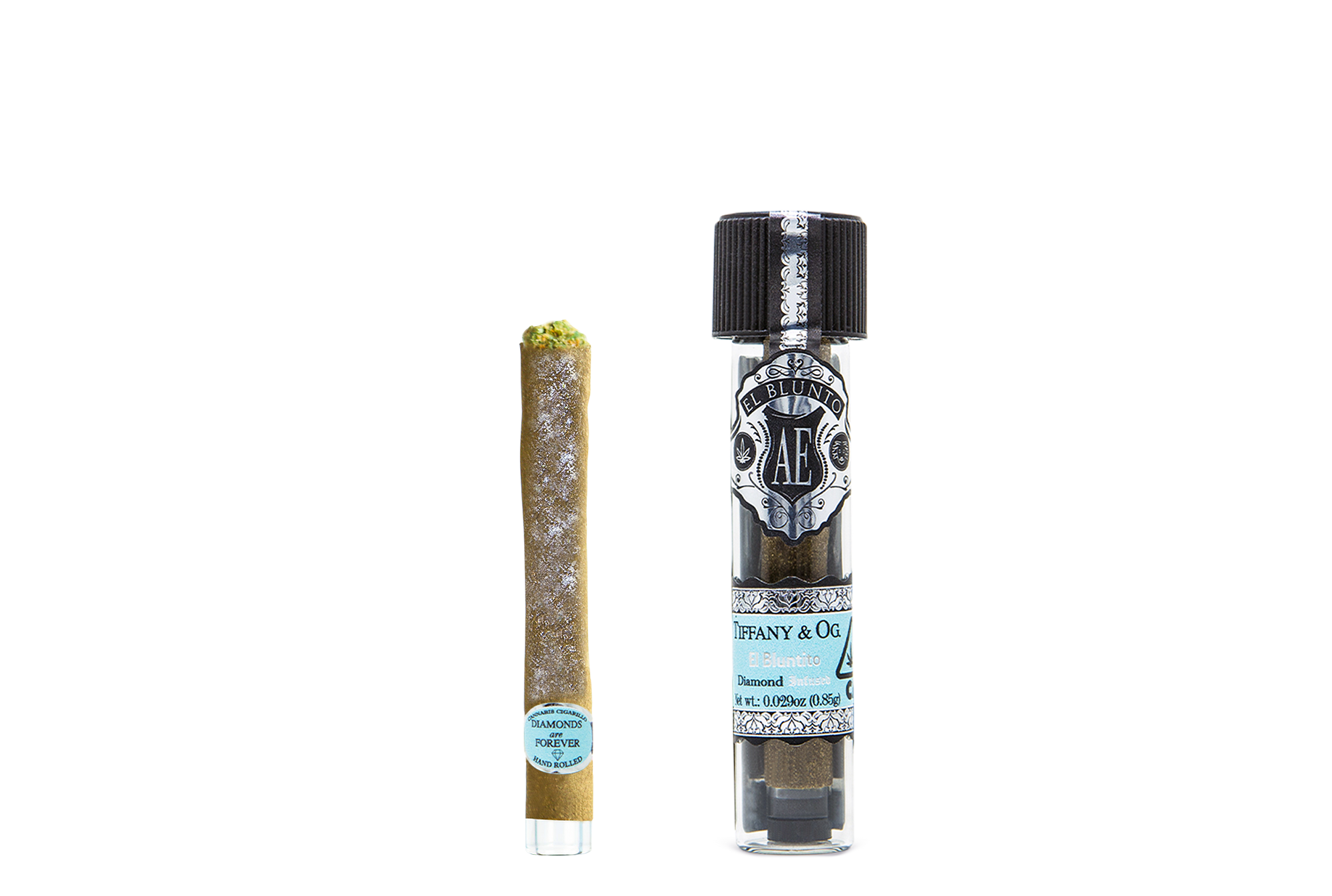 A photograph of El Blunto Platinum Bluntito .85g Indica Hybrid Tiffany & OG 16ct