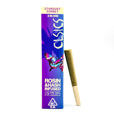 CLSICS Trifecta 1.2g Rosin Hash Preroll Hybrid Stardust Sorbet