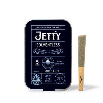 A photograph of Jetty Solventless Preroll Mule Fuel 5pk