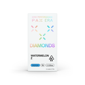 A photograph of PAX Diamonds Pod 1g Indica Watermelon Z