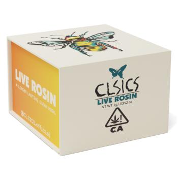 A photograph of CLSICS Tier 2 Live Rosin 1g Hybrid Cadilac Rainbow