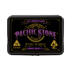 A photograph of Pacific Stone Preroll 0.5g Indica Permanent Marker 14-Pack 7.0g