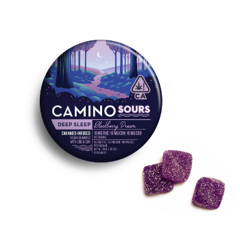 A photograph of Camino Sours Blackberry CBN CBD 1:1:1 (100mg/10ct)