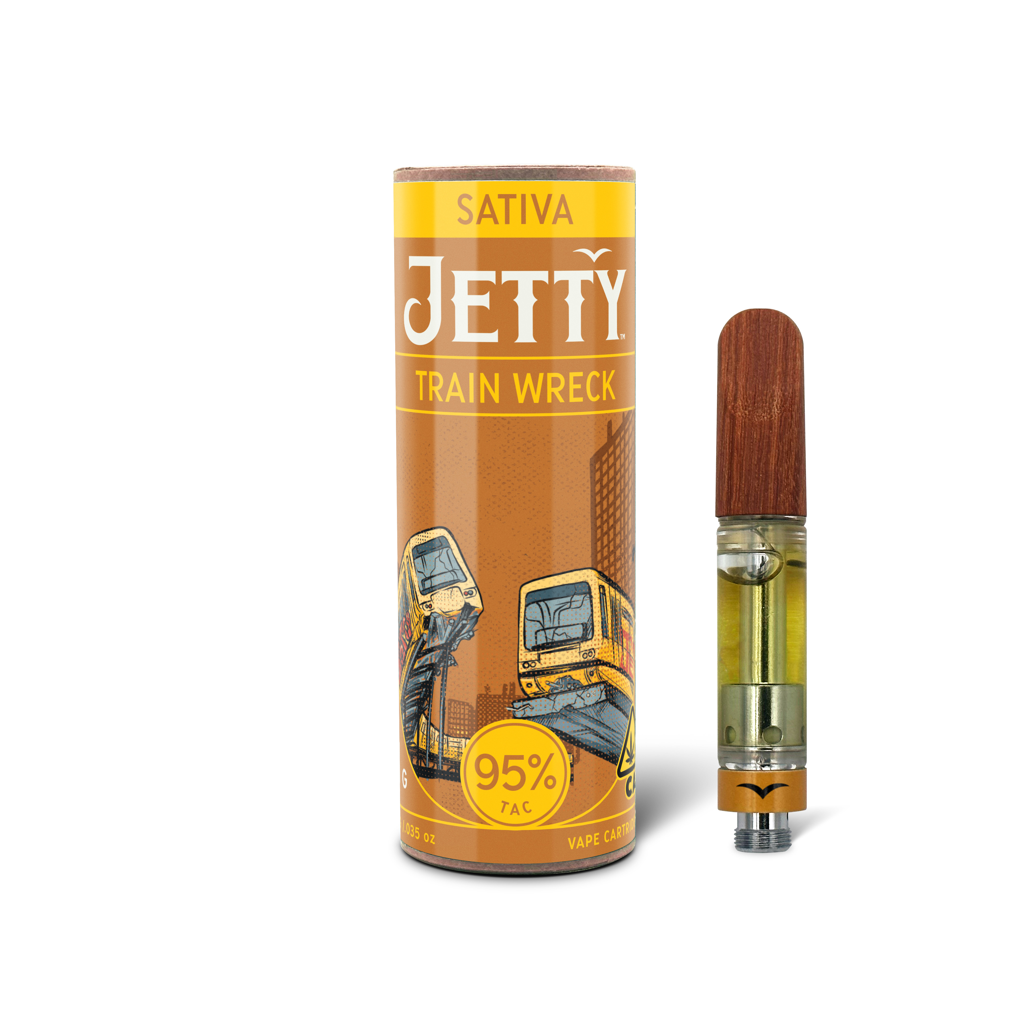 A photograph of Jetty Cartridge High THC 1g Trainwreck