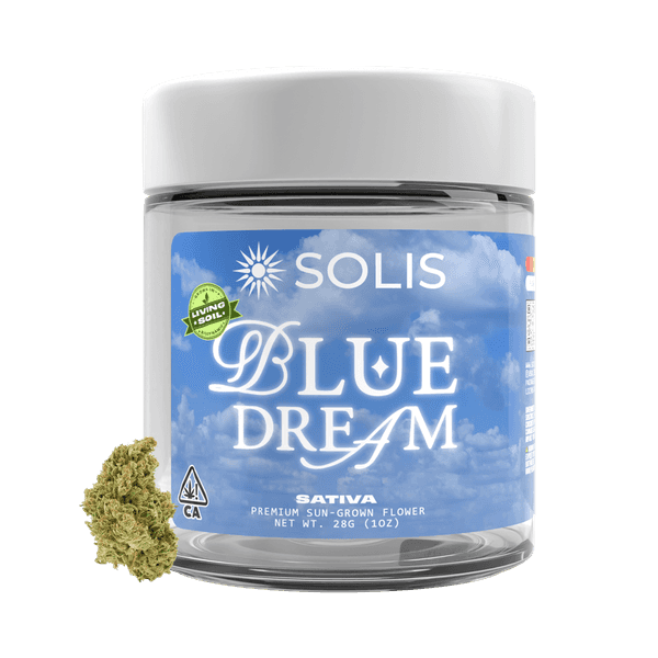 A photograph of Solis Flower 28g Sativa Blue Dream