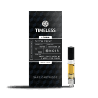 A photograph of Timeless Cartridge Noir 1g Indica Dutch Treat