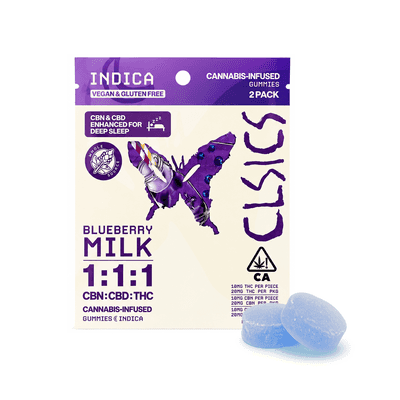 CLSICS Live Rosin Gummies Indica CBN/CBD/THC Blueberry Milk 2-Piece