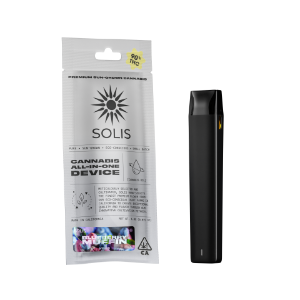 A photograph of Solis All-In-One Vape 1g Hybrid Blueberry Muffin