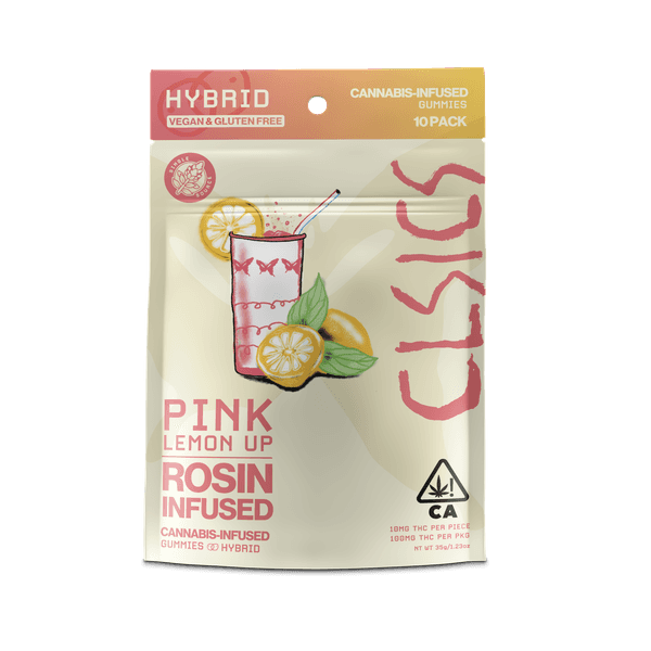 A photograph of CLSICS Live Rosin Gummies Hybrid Pink Lemon Up