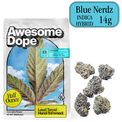 Awesome Dope Smalls Flower 14g Indica Hybrid Blue Nerdz