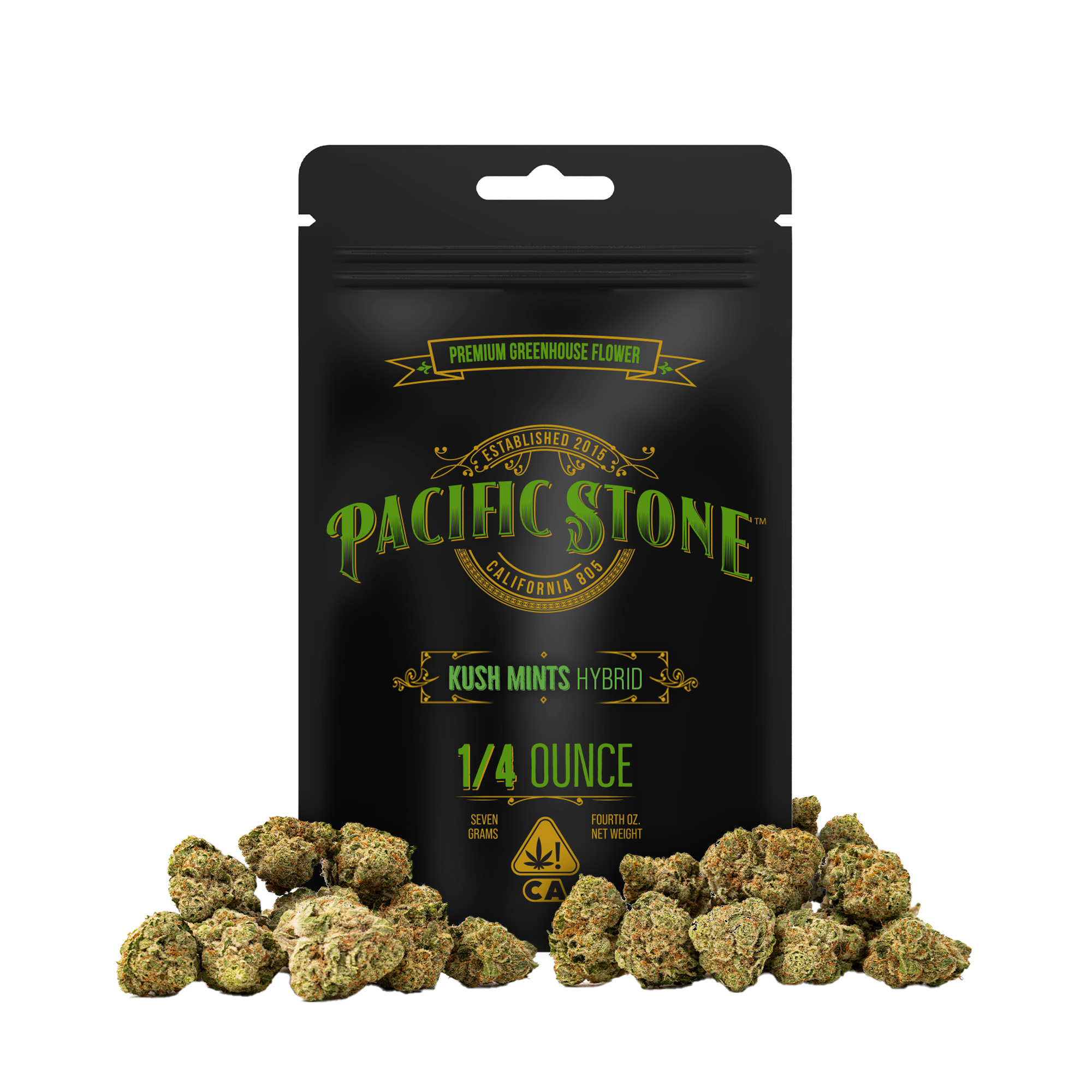 A photograph of Pacific Stone Flower 7.0g Pouch Hybrid Kush Mints