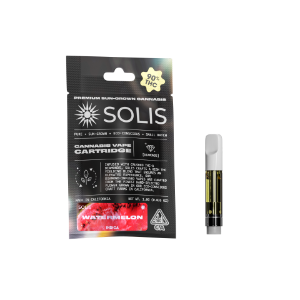 A photograph of Solis Diamond Enhanced Cartridge 1g Indica Watermelon