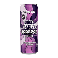 A photograph of Uncle Arnie's Beverage 12oz Grape Soda 100mg 12pk