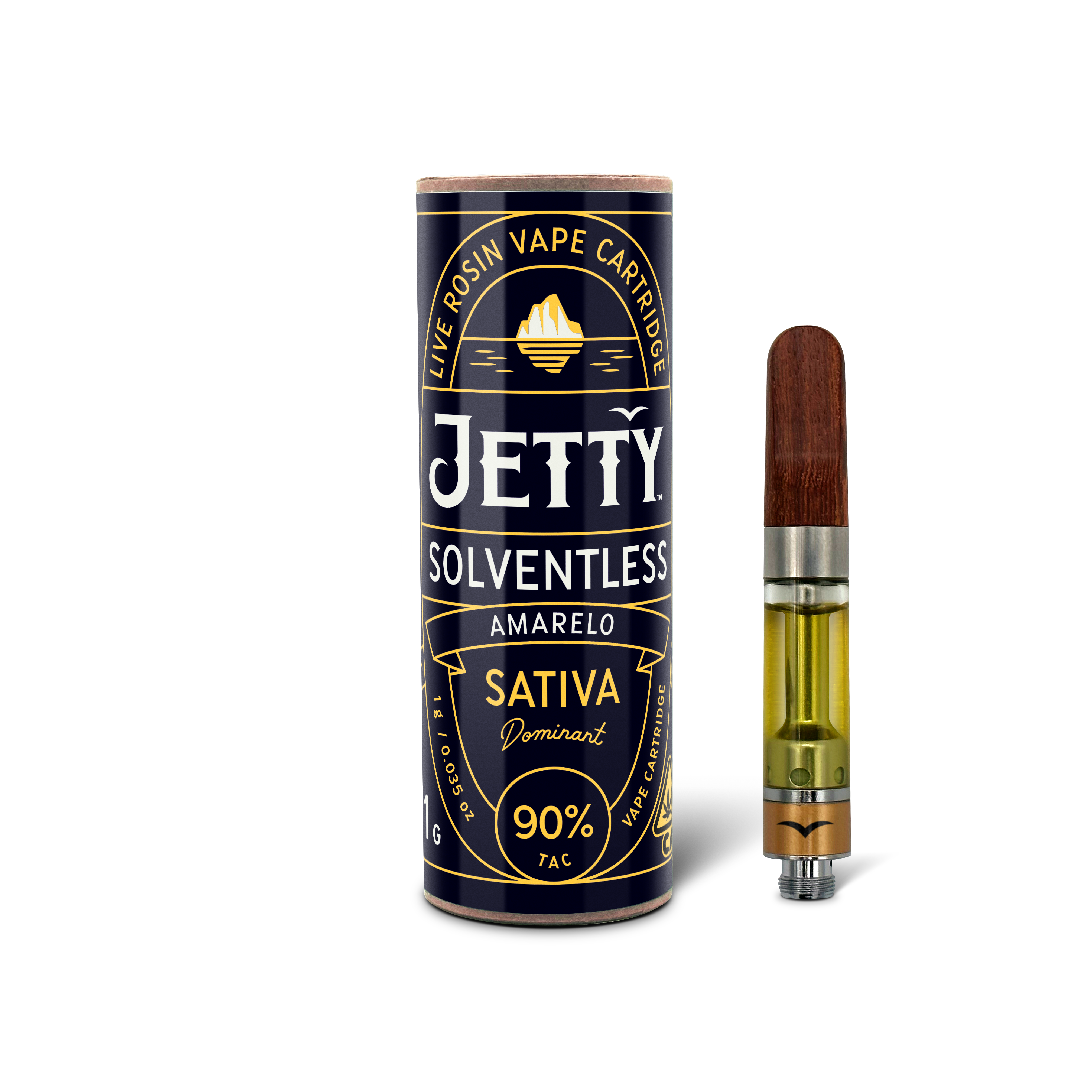 A photograph of Jetty Cartridge 1g Solventless Amarelo