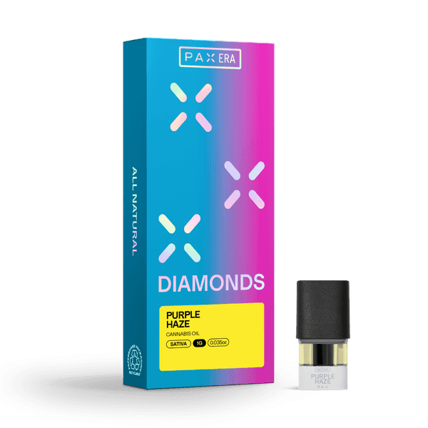 A photograph of PAX Diamonds Pod 1g Sativa Purple Haze