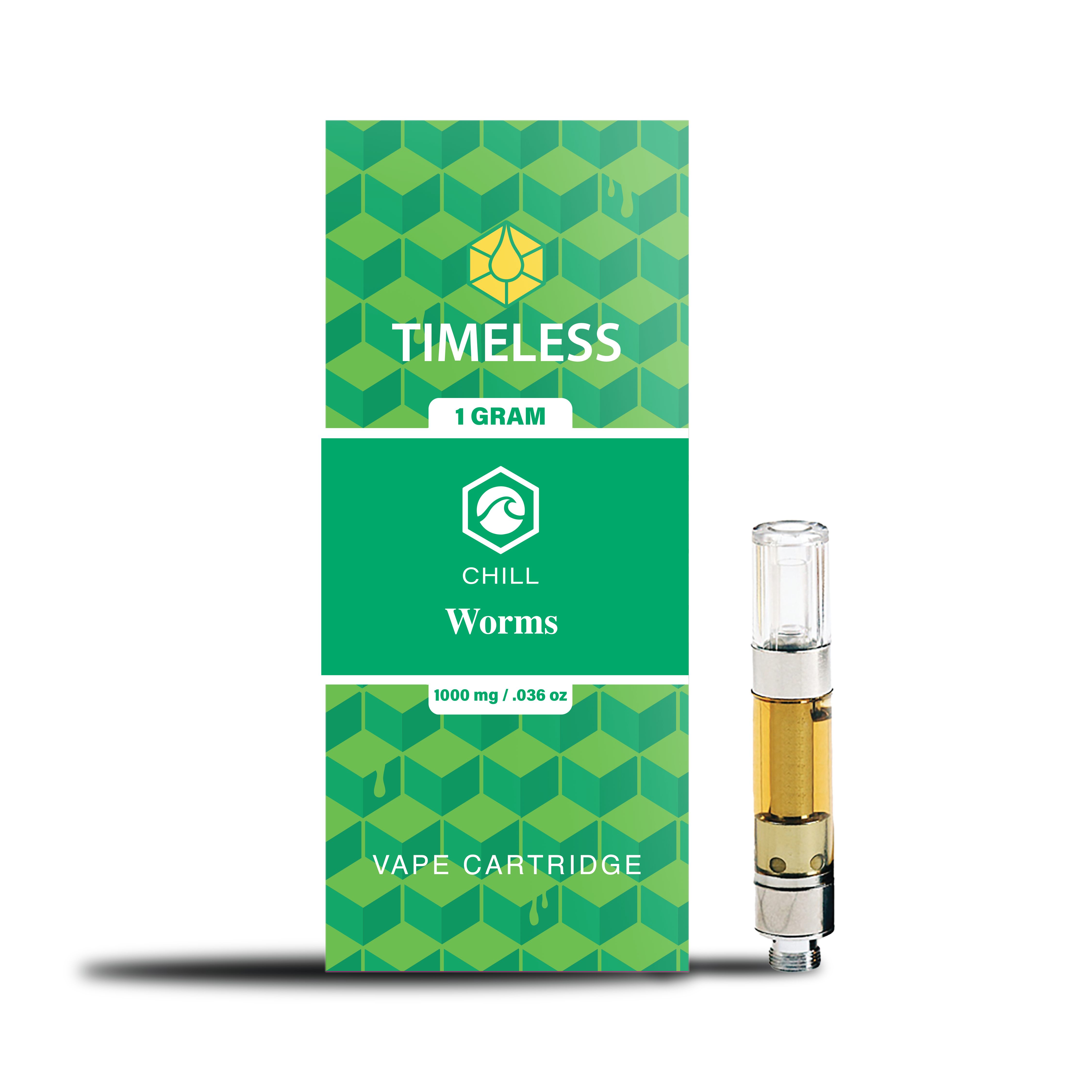 A photograph of Timeless Cartridge (CHILL) 1g Worms