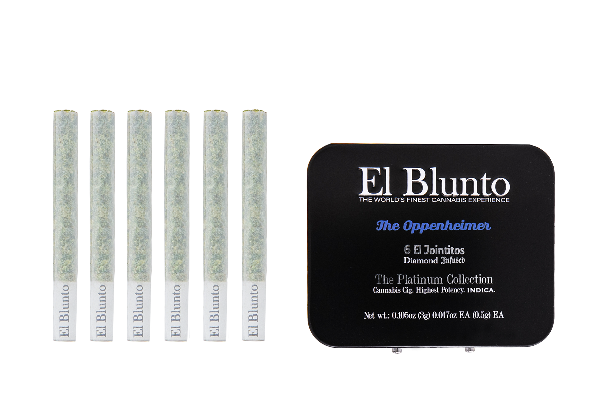 A photograph of AE El Jointito Diamond Infused .5g Indica The Oppenheimer 6pk/3g